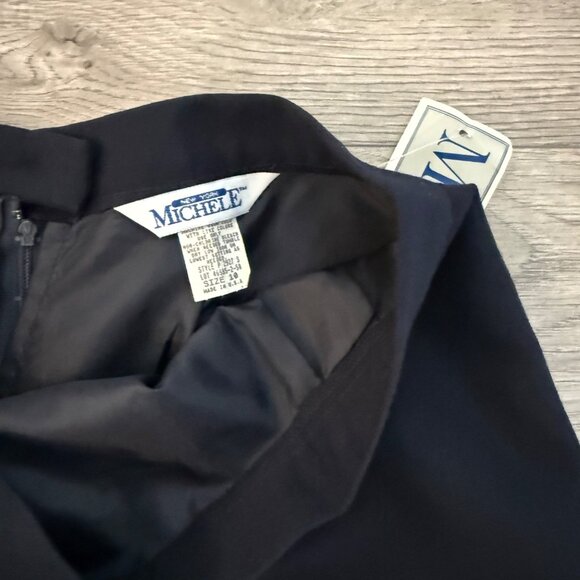 Michele Navy Blue Pencil Skirt Long Midi Size 10 VTG Casual Career Chic Fashion - Picture 5 of 11